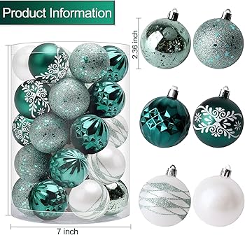 Amazon.co.jp: クリスマスツリーオーナメント グリーン ホワイト: 34個